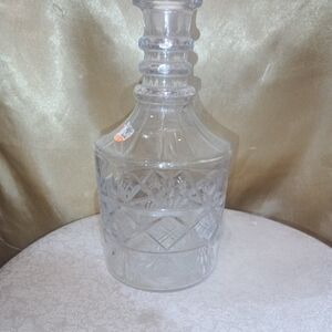 Elegant Clear Glass Decanter, Vintage Stuart English Cut Crystal Whiskey Brandy